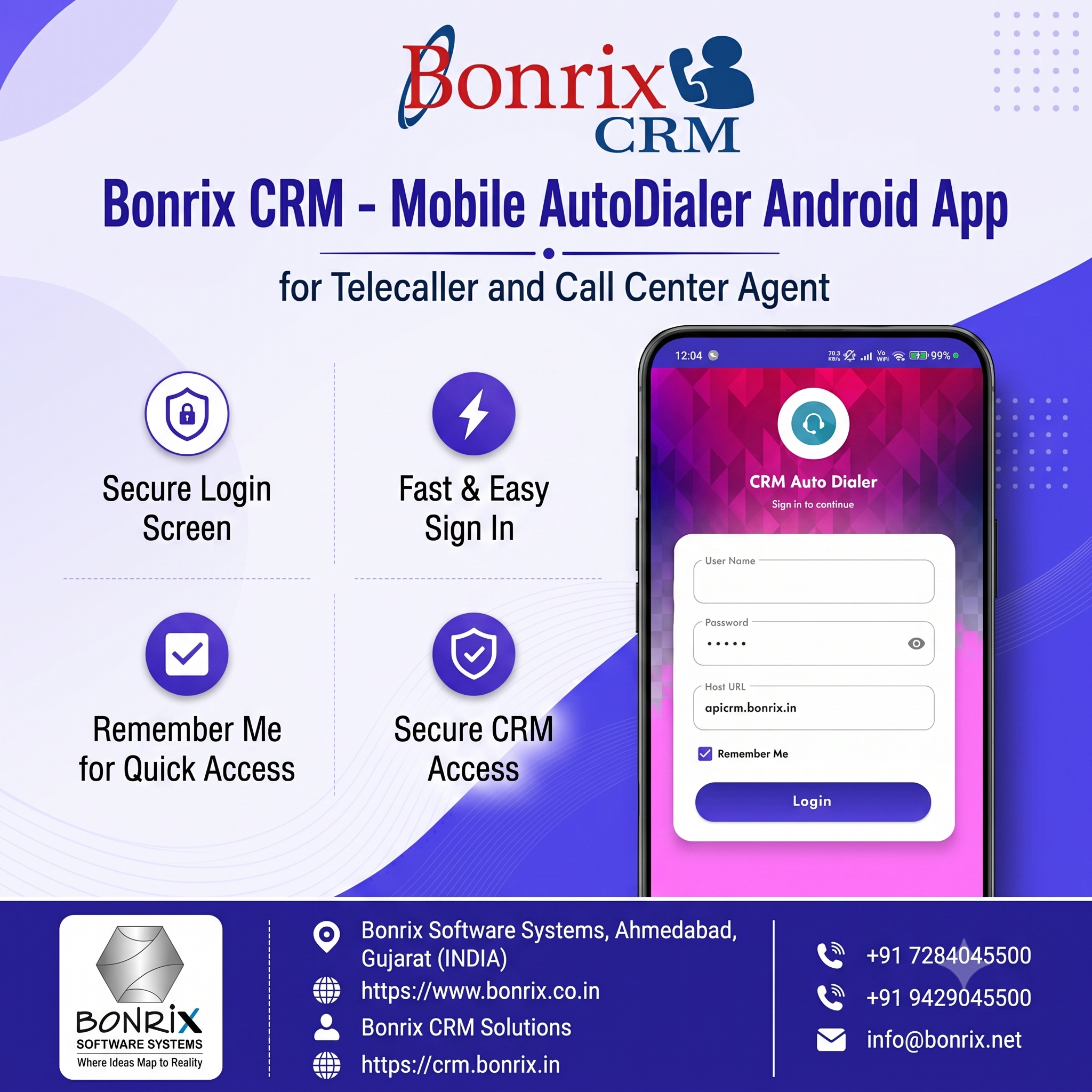 Bonrix CRM Mobile AutoDialer Android App for Telecallers & Call Center Agents