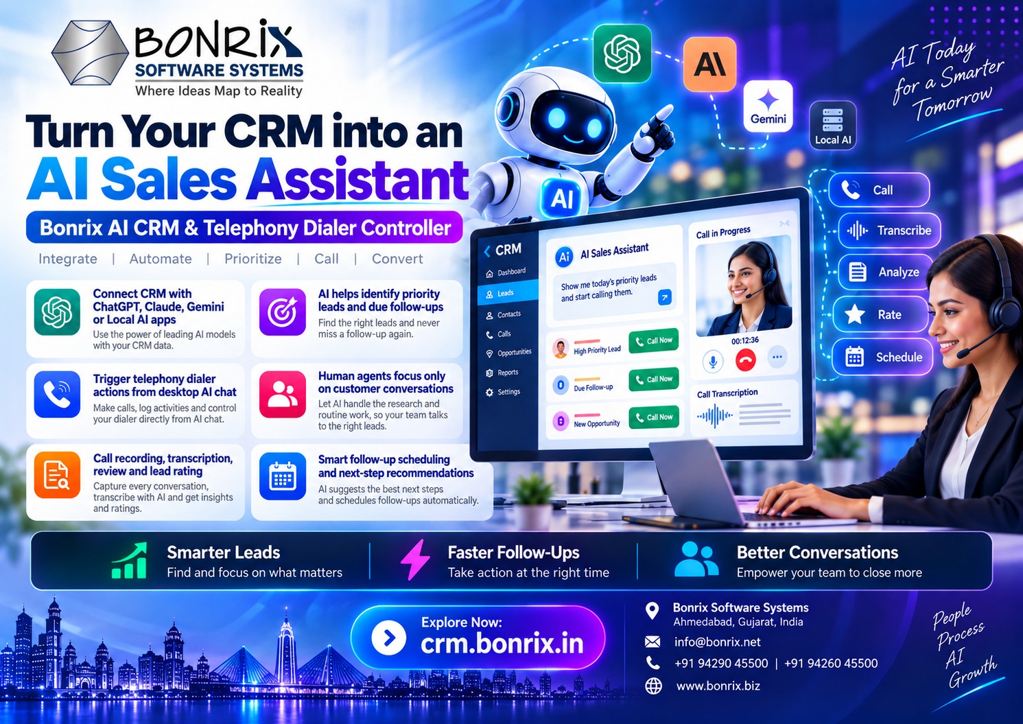 Bonrix AI CRM & Telephony Dialer Controller